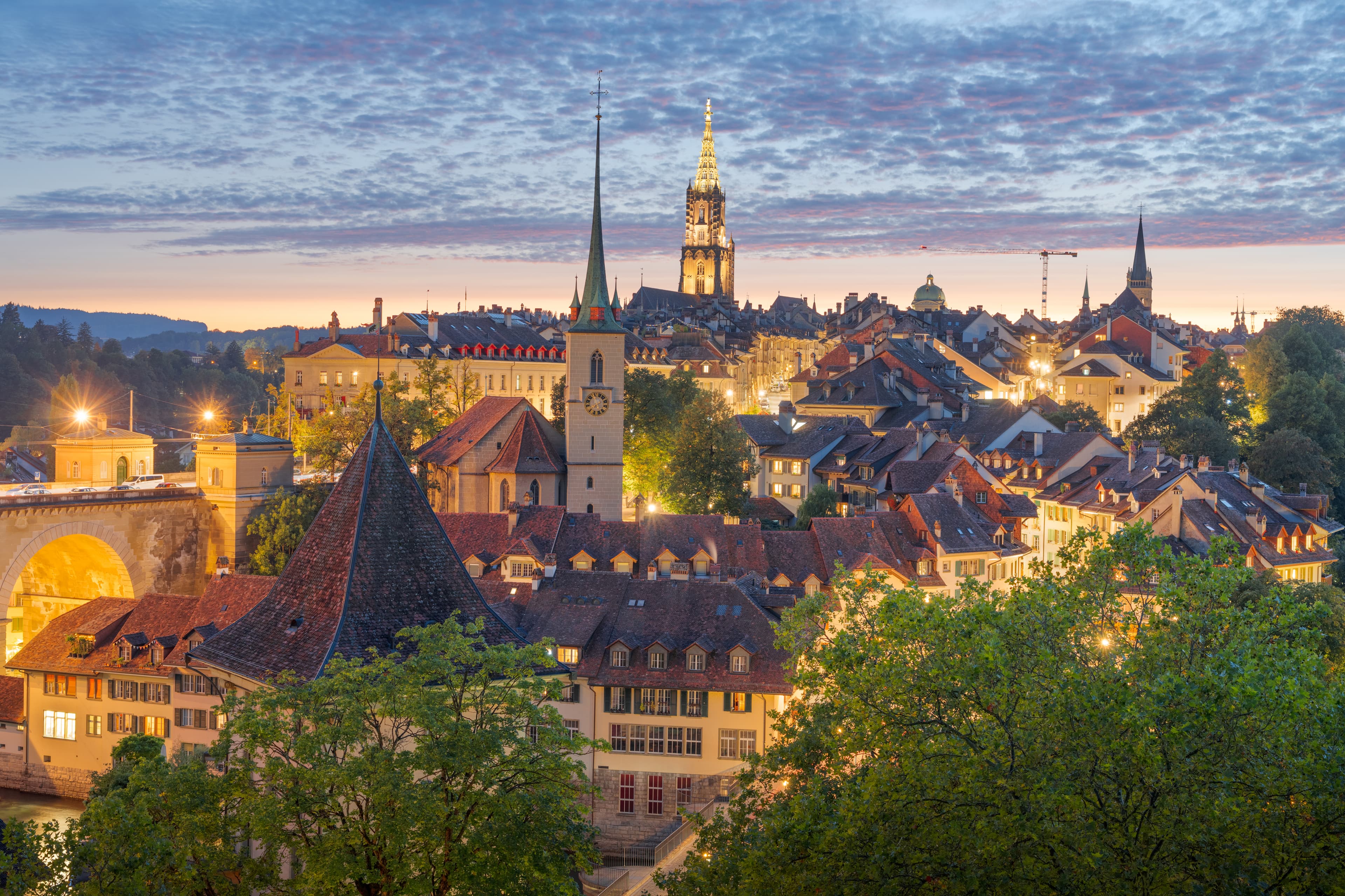 Bern, Switzerland at dusk