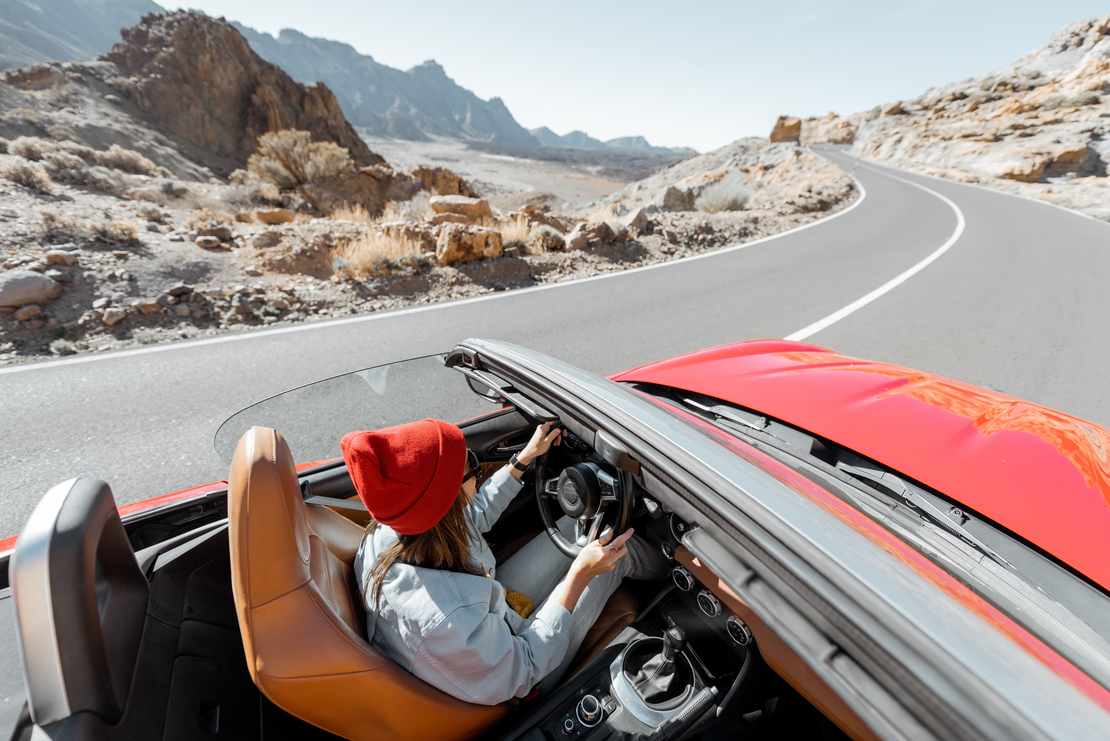 Driving a cabriolet on the open road